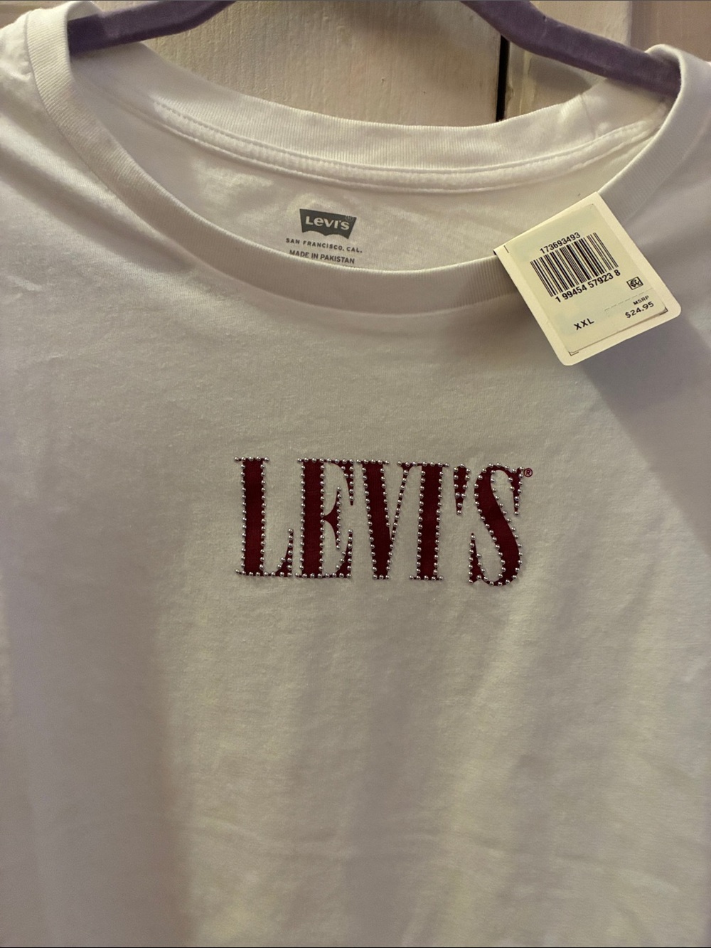 Levi's womens White Tee with Red Studded Logo